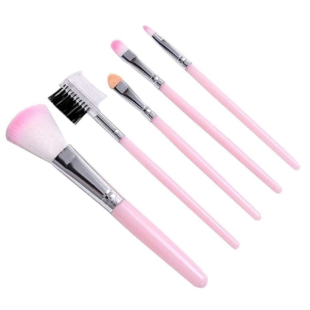 Plastic Makeup Brushes (Multicolor, Set of 5)