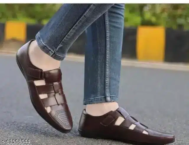 Leather Sandal for Men (Brown, 7)