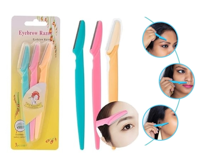 Plastic Face Razor for Women (Multicolor, Pack of 3)