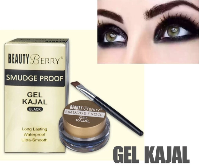 Beauty Berry Smudge Proof Gel Kajal with Brush (Set of 1)