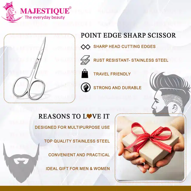 Majestique Curved Facial Hair Scissor for Unisex (B-30)