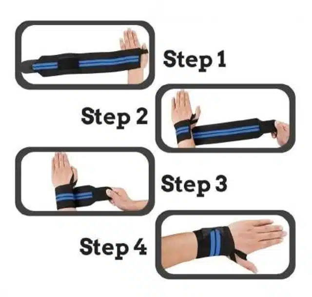 Wrist Band with Thumb Loops for Men & Women (Black & Blue, Set of 1