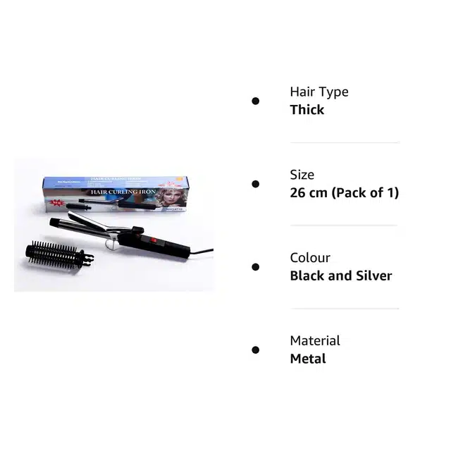 Nova NHC-471B Hair Curler for Women (Black & Silver, 100 W)