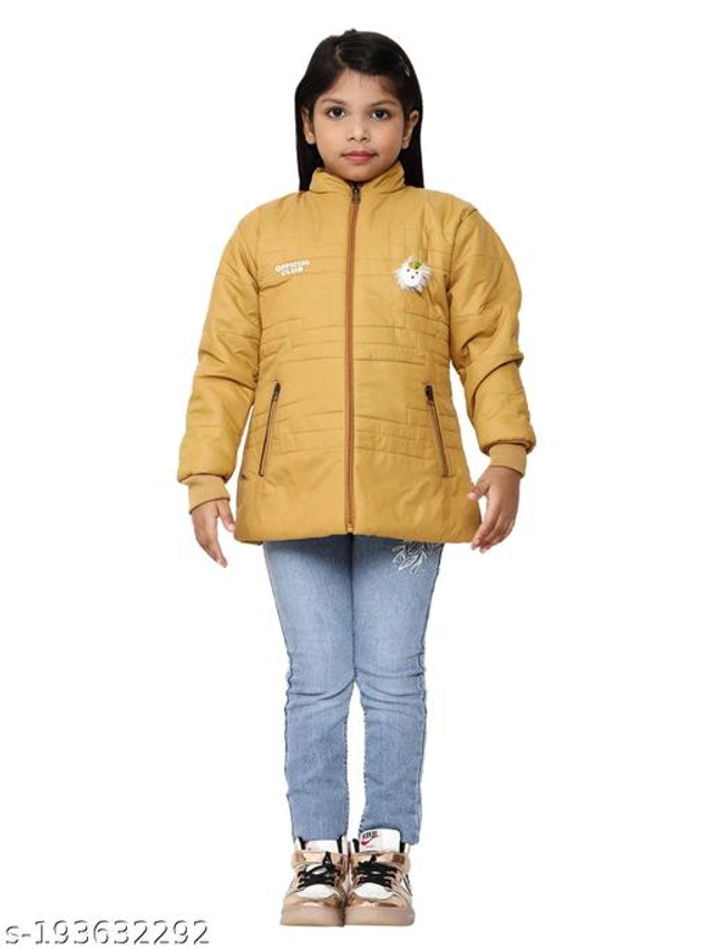 Polyester Jacket for Girls (Mustard, 18-24 Months)