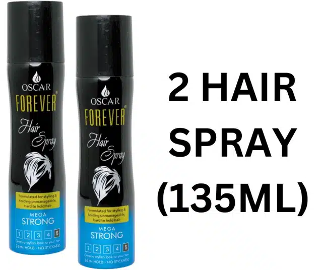 Oscar Hair Spray for Men & Women (135 ml, Pack of 2)