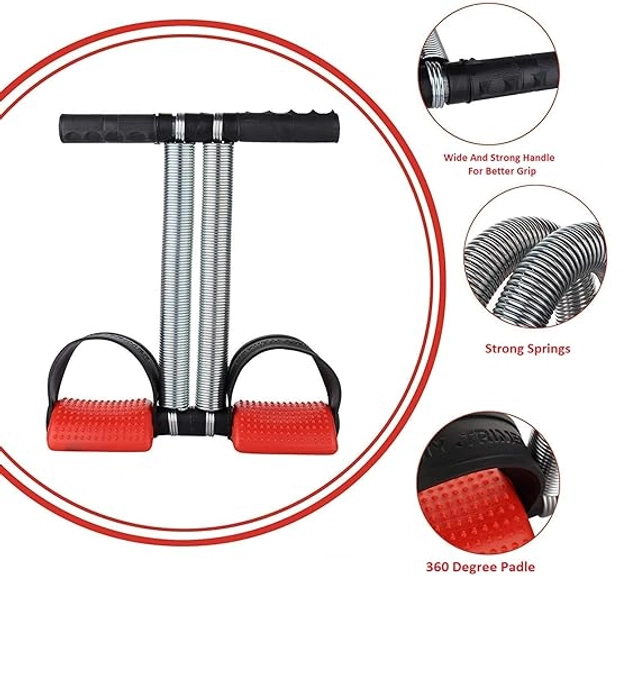 Double Spring Tummy Trimmer for Men & Women (Red & Black)