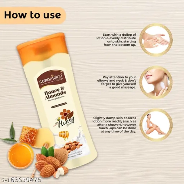 Coronation Herbal Almond & Honey Moisturising Body Lotion For A Healthy Glowing Skin 500 Ml