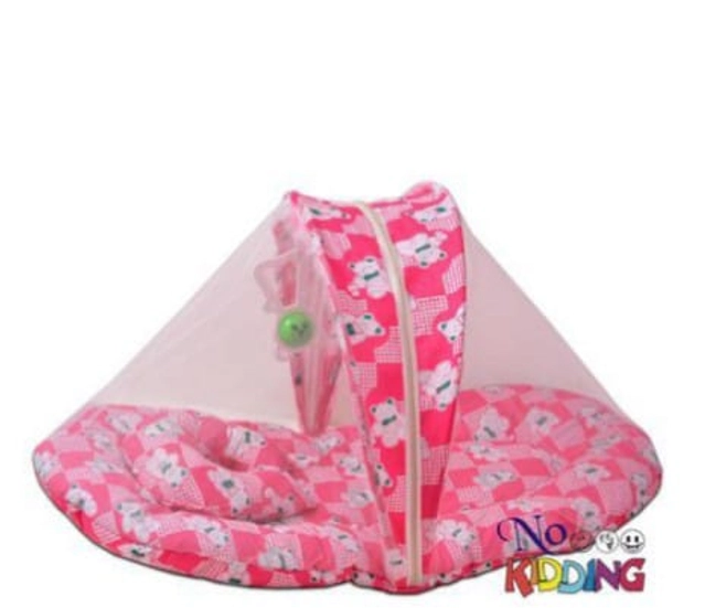 Cotton Bed with Mosquito Net for Kids (Multicolor, 40x70 cm)