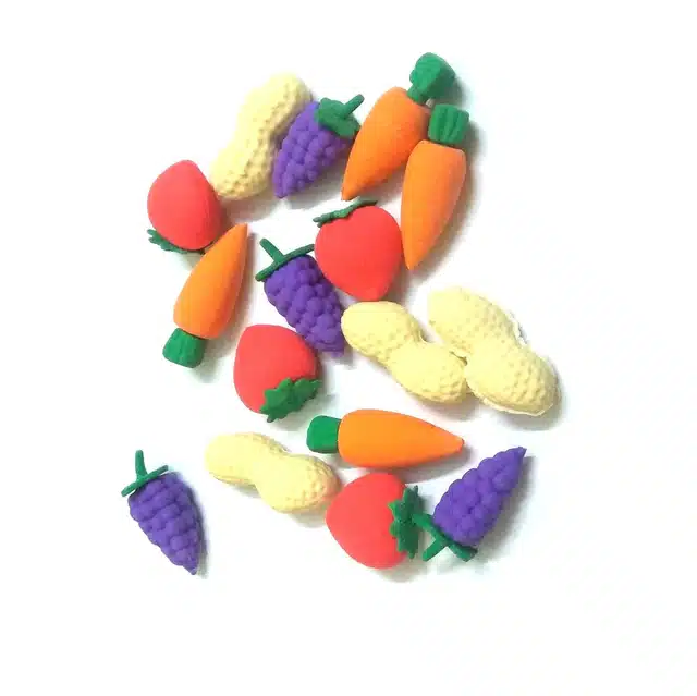Vegetable Shaped 4 Pcs Eraser for Kids (Multicolor, Set of 4)