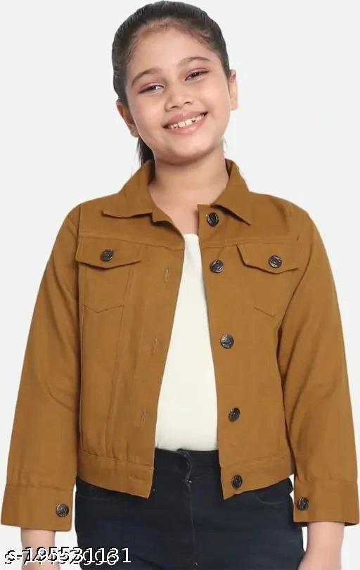 Denim Jacket for Girls (Tan, 5-6 Years)