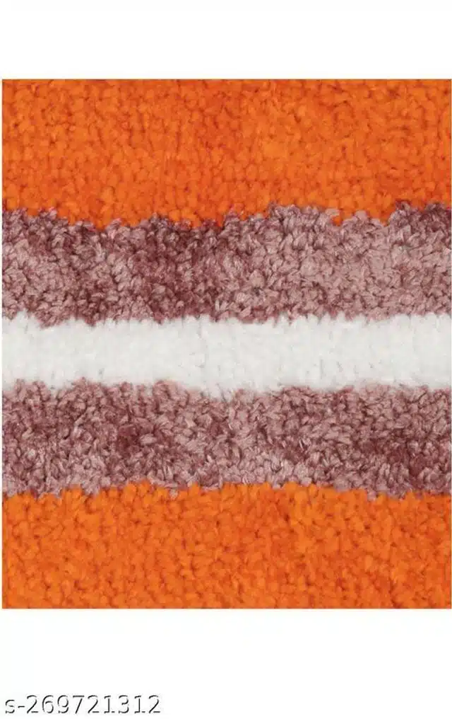 Rectangular Handmade Rug (Orange & White, 60x40 cm)