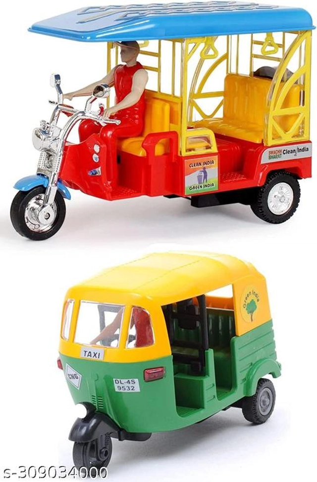 CNG Auto & E-Rickshaw Toy for Kids (Multicolor, Set of 2)