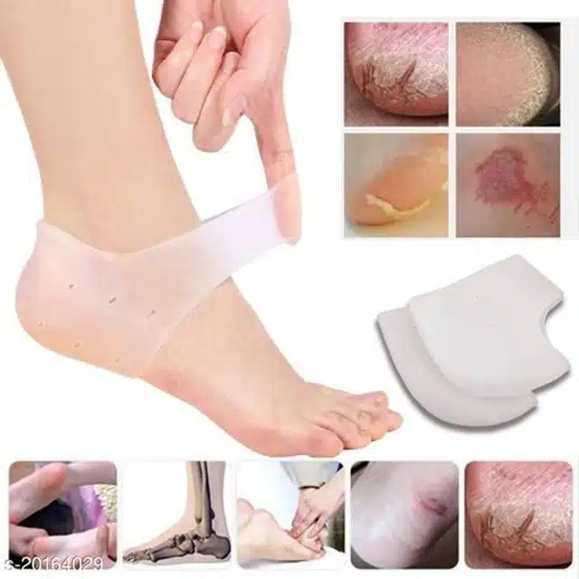 Silicone Pain Relief Heel Socks for Unisex (Beige)