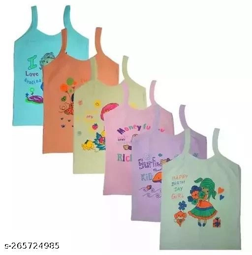 Cotton Camisoles for Girls (Multicolor, 0-3 Months) (Pack of 6)