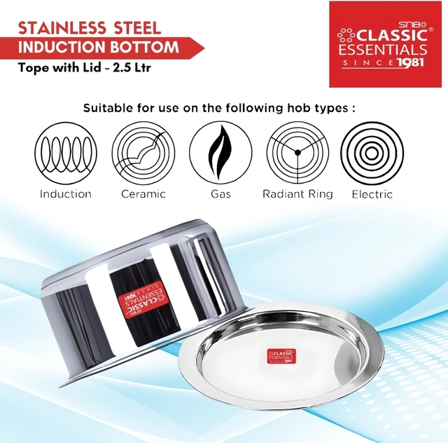 Stainless Steel Induction Bottom Tope with Lid (Silver, 2000 ml)