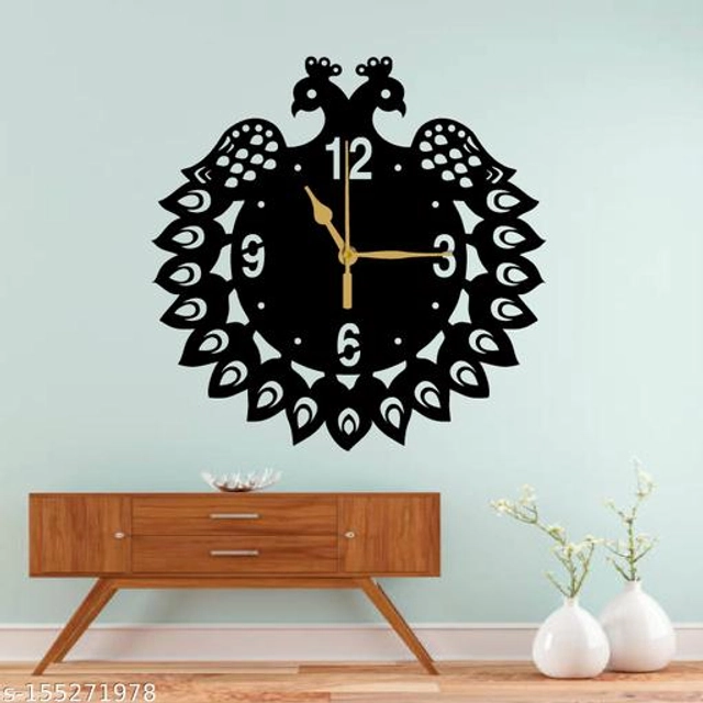 Wooden Wall Clock for Home (Black)