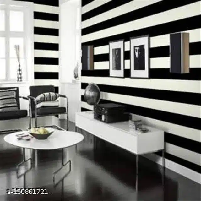 PVC Wallpaper for Home (Black & White, 45x250 cm)