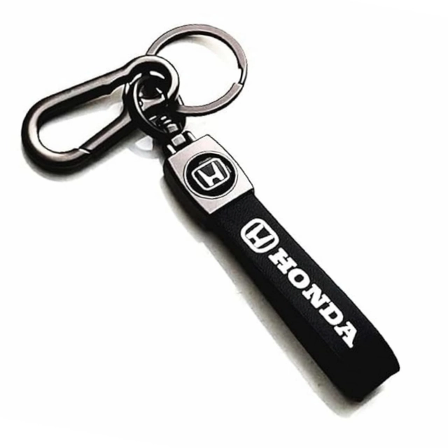 Dashing Honda Leather Keychain for Bike & Car (Black)