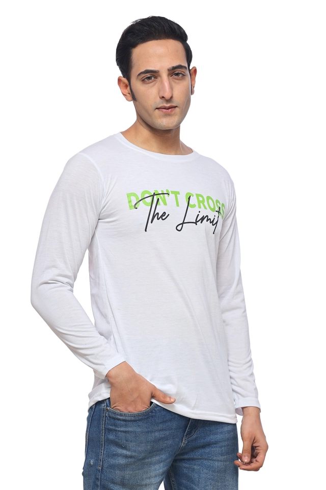 Round Neck Printed T-Shirt for Men (White, M)