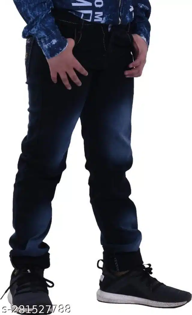 Denim Jeans for Boys (Black, 8-9 Years)