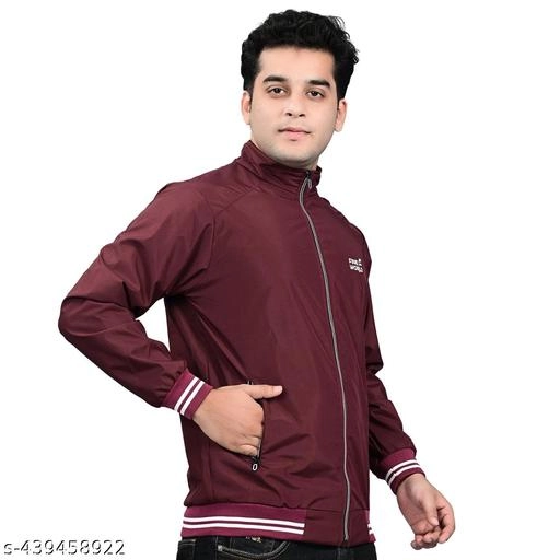 Polyester Jacket for Men (Maroon, M)