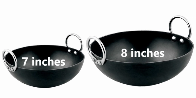 Iron Non Coated Kadhai (Black, 0.75 L & 1 L) (Set of 2)