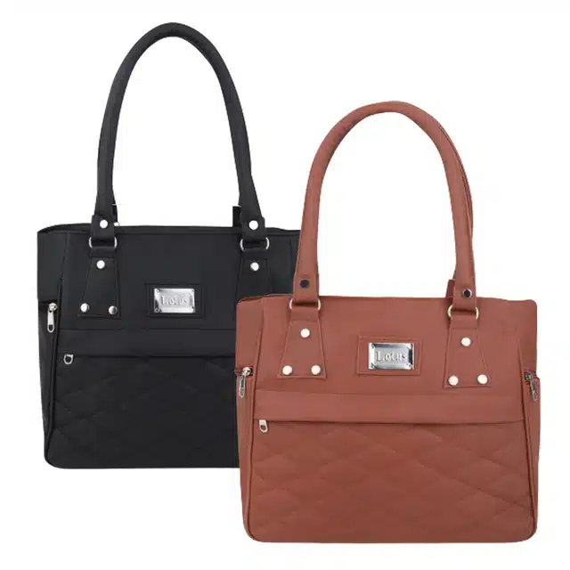 Handbags for Women (Black & Brown, Pack of 2)