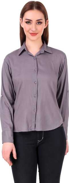 Inspire The Next Rayon Shirt for Women (Grey, S) (ITN-172)