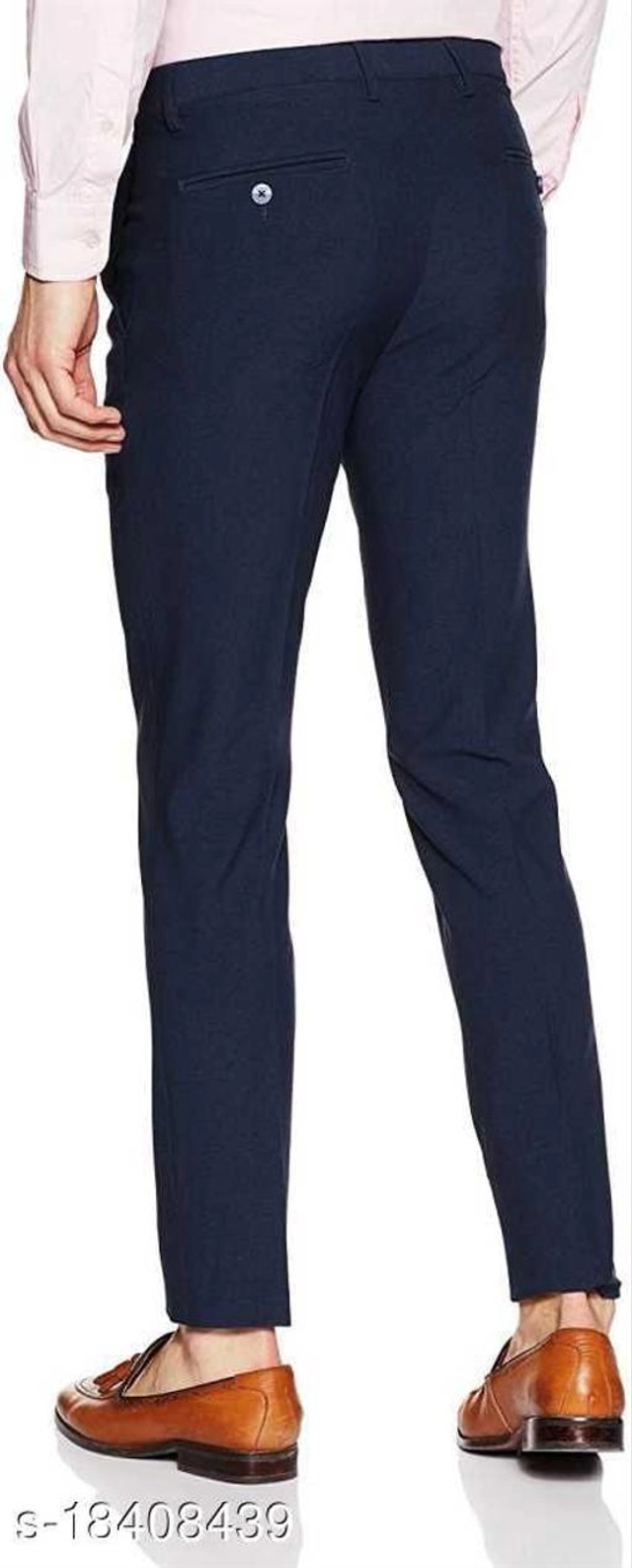 Polyester Formal Pant for Men (Navy Blue, 28)