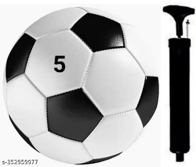 HMT Rubber Football (Size 5) with Air Pump (Black & White, Set of 1)