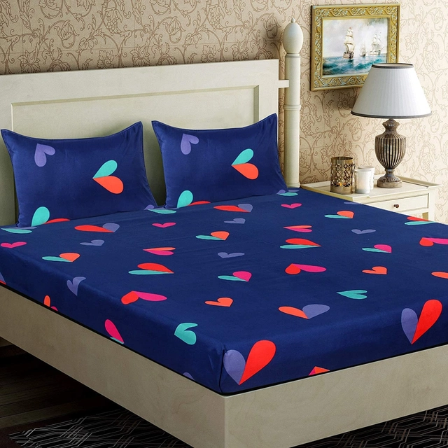 Cotton Double Printed Flat Bedsheet 180 TC (Pack of 1, Multicolor)