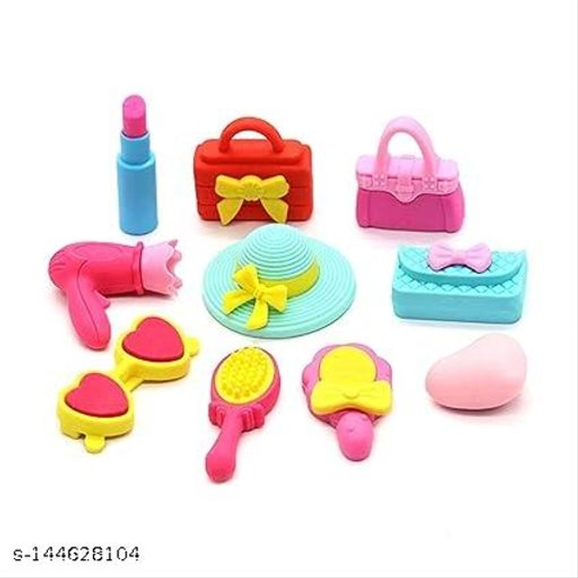 Barbie Makeup Shape Eraser for Girls (Multicolor, Pack of 7)