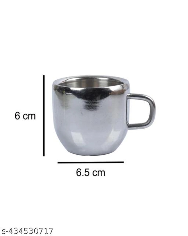 Stainless Steel Tea Cup (Multicolor, 80 ml) (Pack of 6)