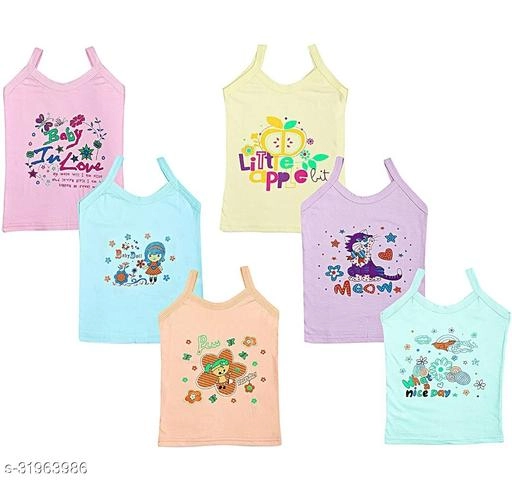 Cotton Camisoles for Girls (Multicolor, 0-3 Months) (Pack of 6)