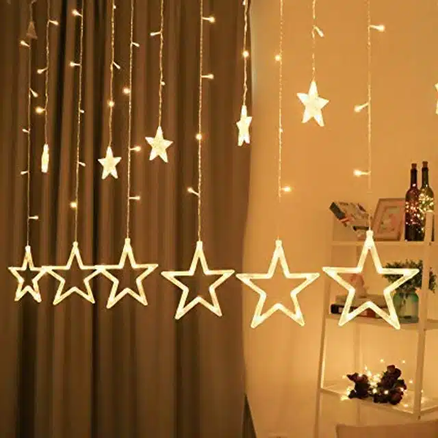 Stars LED Curtain String Lights for Festive Decoration (Multicolor, Set of 1)