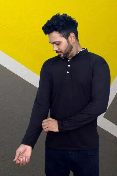 Men's Full Sleeve T-Shirt (Black, S) (S1)