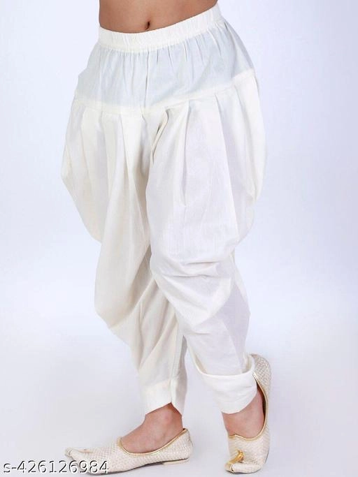 Cotton Blend Solid Dhoti for Boys (2-3 Years, White)