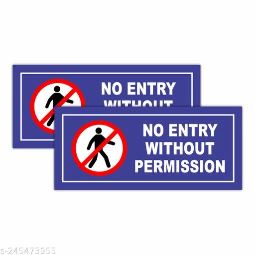 No Entry Stickers (Multicolor, 4x9 inches) (Pack of 6)