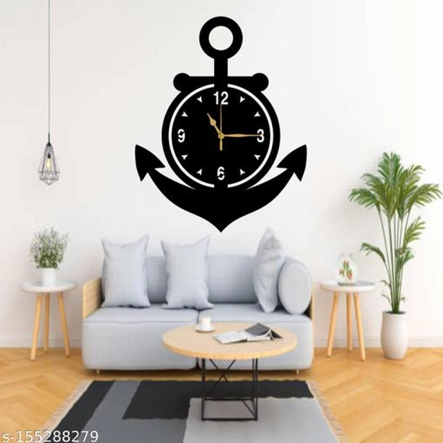 Wooden Wall Clock for Home (Black)