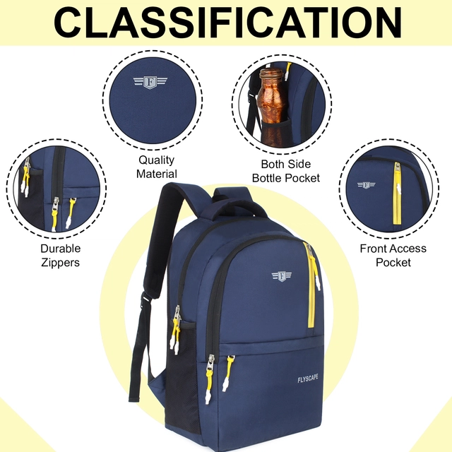 Polyester Laptop Backpack for Men & Women (Navy Blue, 29 L)