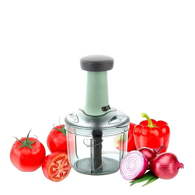 Plastic 2-in-1 Push Vegetable and Fruit Chopper (Multicolor, 900 ml)