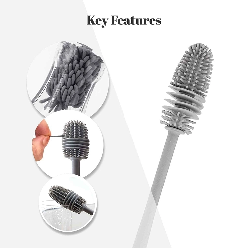 Narrow Neck Bottle Cleaning Brushes (Grey, Pack of 2)