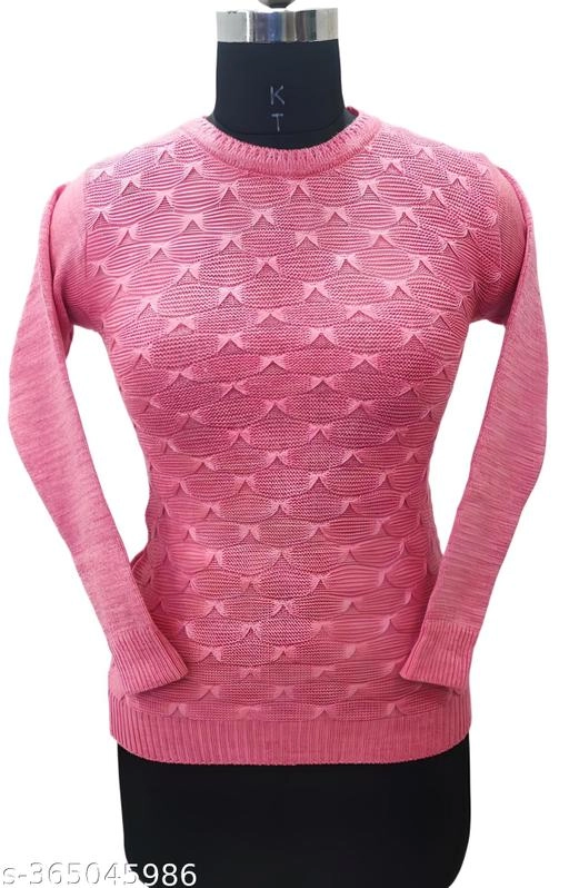 Woolen Solid Top for Women (Pink, Free Size)