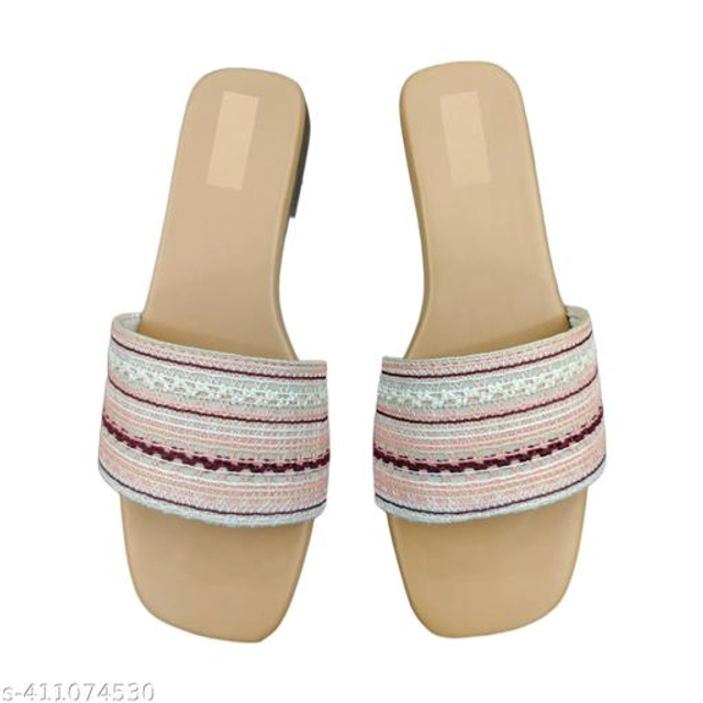 Flats for Women (Beige & White, 3)