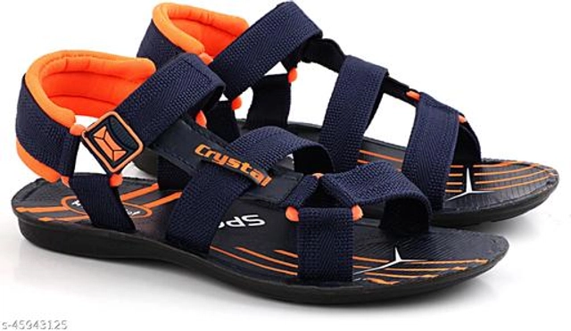 Sandals for Men (Navy Blue & Orange, 6)
