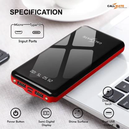 Callmate 10000 mAh Power Bank  (Red, Lithium Polymer, Fast Charging for Mobile (Pack of 1)