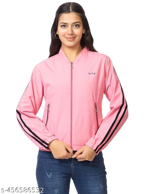 Cotton Blend Full Sleeves Jacket for Women (Pink, L)