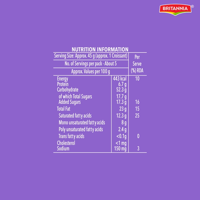 Britannia Treat Croissant Cocoa Share Pack, 225g (45g x 5)