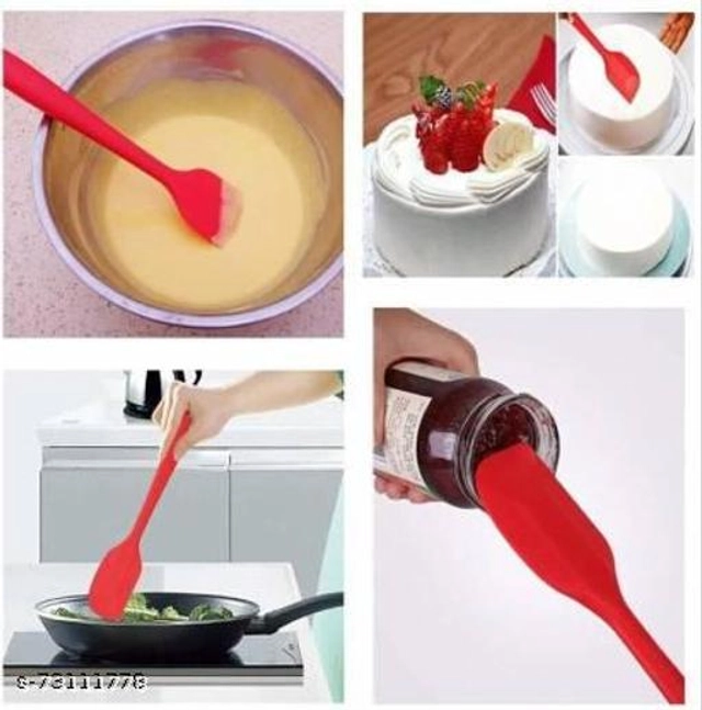 Plastic Oil Dispenser Bottle (2 Pcs) with Spatula (Transparent & Red, Set of 2)