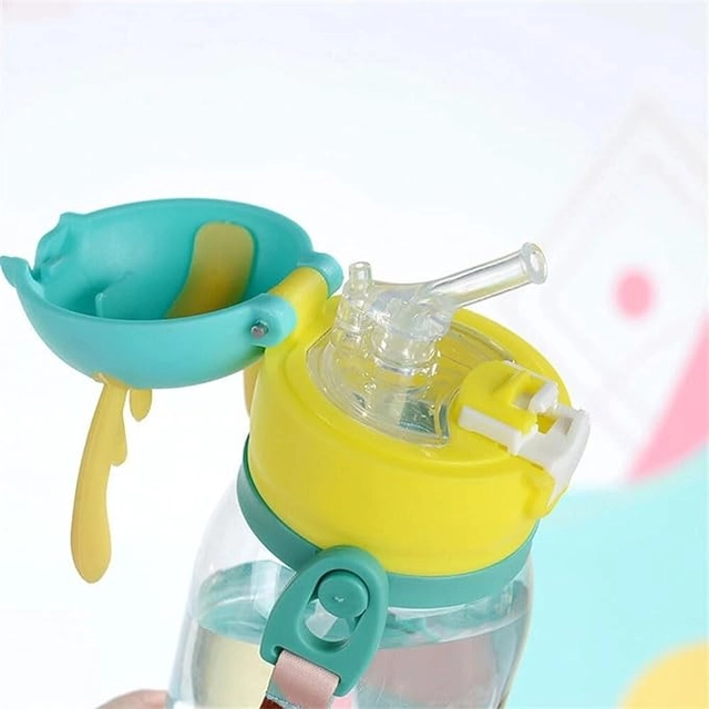 Plastic Cartoon Theme Sipper Water Bottle for Kids (Multicolor, 500 ml)